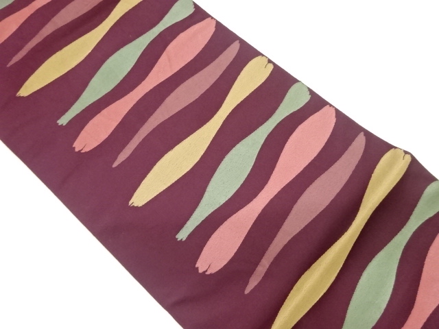 抽象横段模様織出し名古屋帯